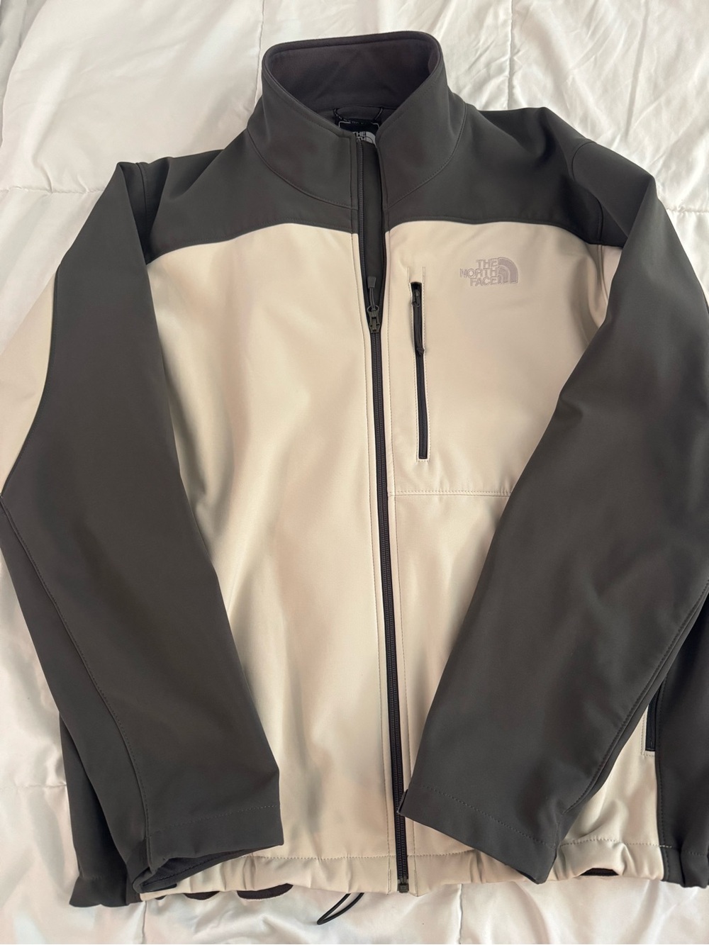 The North Face Two-Tone Softshell Jacket in Cream & Dark Gray